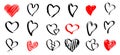 A set of eighteen different hearts. Royalty Free Stock Photo